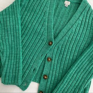 green cardigan sweater.